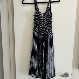 Treasure & Bond Navy and White Striped Midi Dress